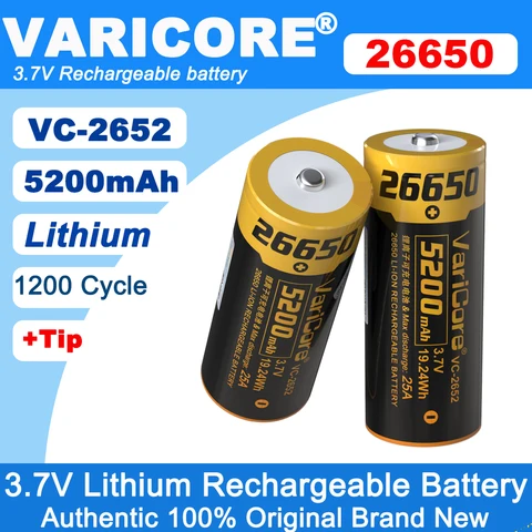 VariCore VC-2652 5200 мАч литиевая аккумуляторная батарея 26650