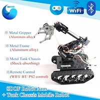 wifi bt handle control rc mobile robot 8dof rbot arm shock absorption big torque tank chassis for arduino raspberry