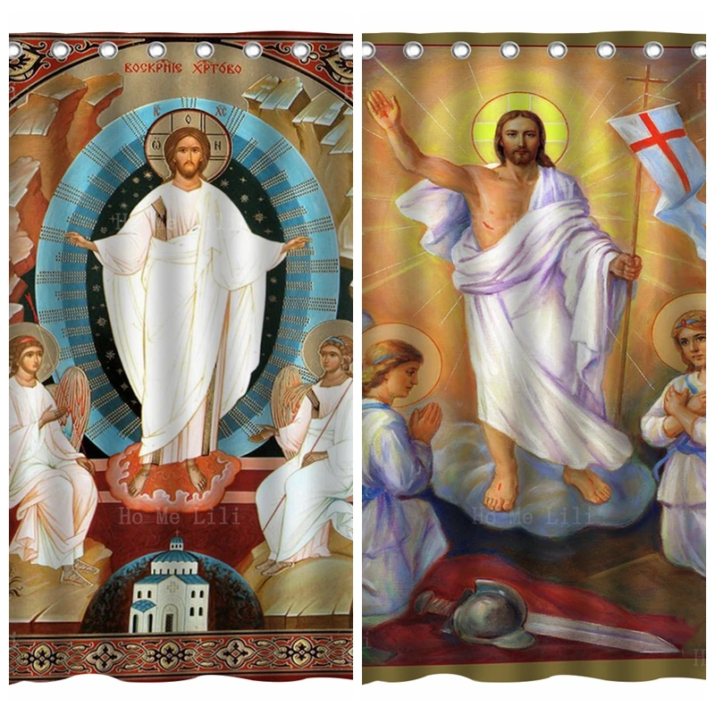 

Russian Orthodox Catholic Easter Icon Resurrection Of Christ Jesus Angels Sacred Shower Curtain By Ho Me Lili For Bathroom Decor