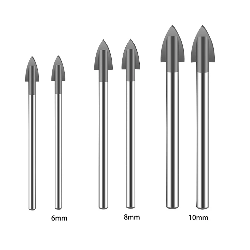 

6PCS Tile Glass Drill Bit 6 8 10mm Tungsten Carbide Tipped Ceramic Stone Wood Concrete Wall Hole Opener Power Tools Accssories