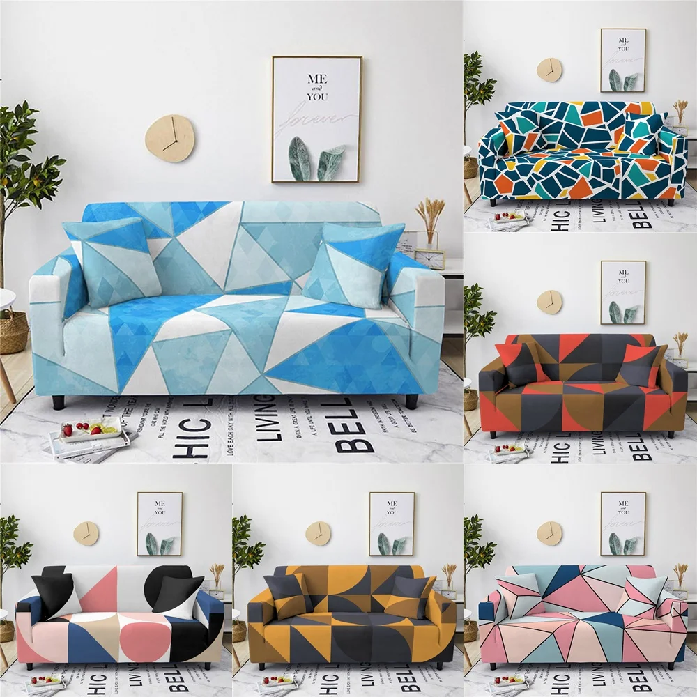 

Geometry Sofa Cover for Living Room Polyester Elastic Couch Cover All-inclusive Sectional Big Sofas Slipcover 1/2/3/4 seater
