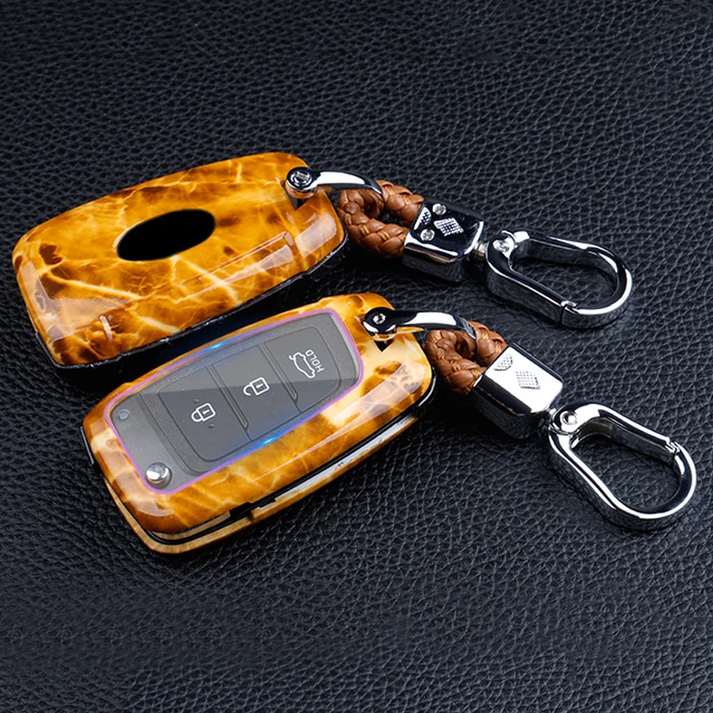 

NEW ABS Fibe Smart Car Key Full Cover Protect Case For Hyundai Santa Fe TM 2019 I30 2018Solaris Azera Elantra Grandeur