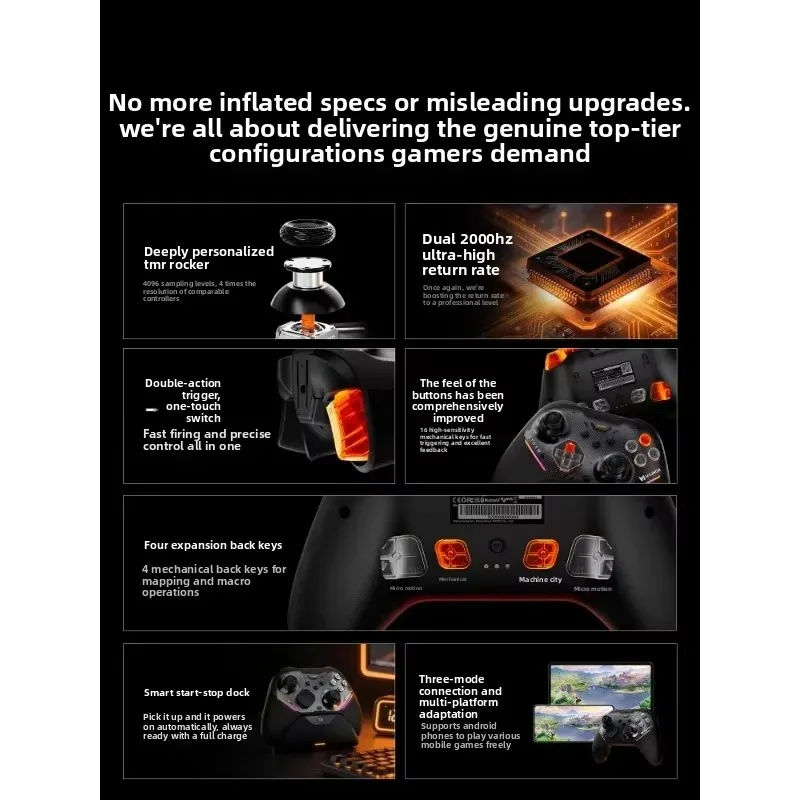 Фото Игровые контроллеры BIGBIGWON Gale 2, беспроводные Bluetooth-геймпады для Switch, FPS, киберспорта, с карбоновой пленкой, для ПК/iOS/Android/Switch, для игр FPS 3A №3