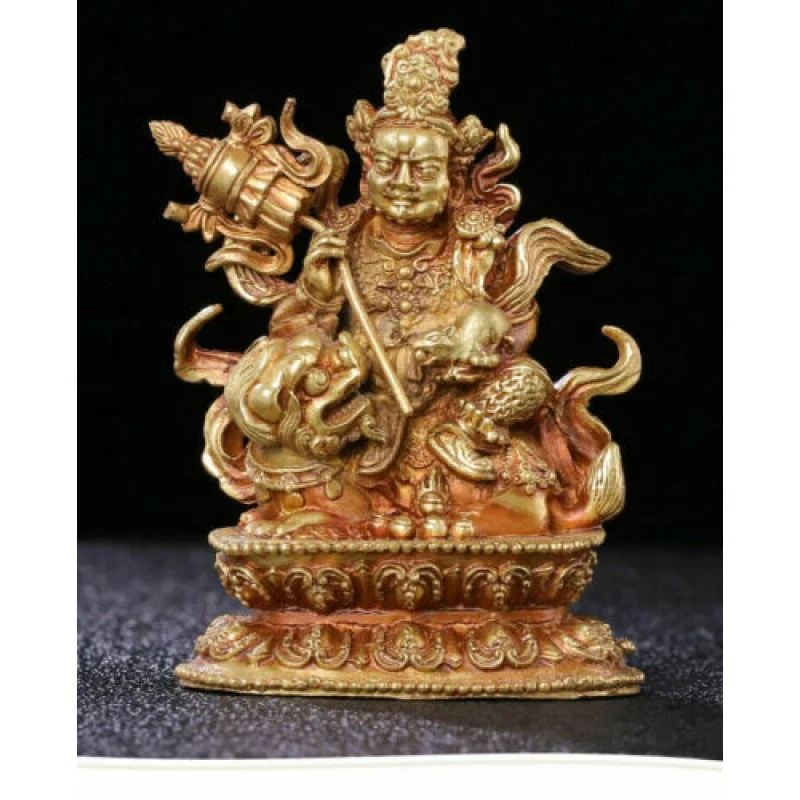 

Chinese Temple Tibetan Buddhism Bronze Gilded Vaishravana Mammon Statue