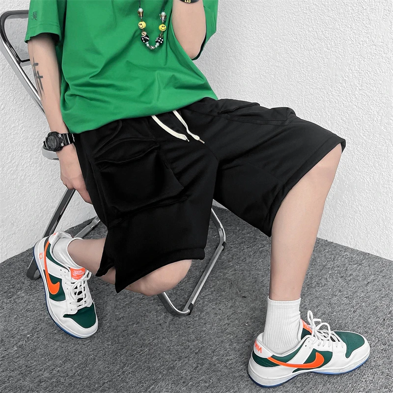 

High Street Style Sports Casual Overalls Shorts Men and Women Three-dimensional Multi-pocket Loose Drawstring Five-point Pants