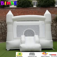 8ft 2 5m white mini pvc inflatable bouncy castle with slide blow up small bounce house for party toddler indoor outdoor