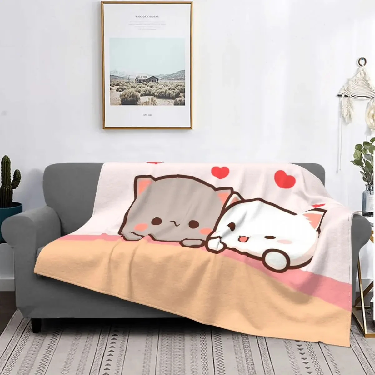 

Одеяло в виде кота из персика и Гомы мочи, коралловый флис, плюшевое осенне-зимнее портативное тонкое одеяло для дома, спальни, плюшевое тонкое одеяло