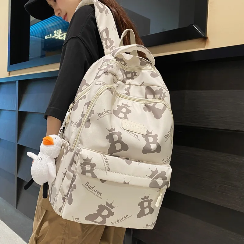 Teenager School Bags for Girls Boys Middle Student Backpack Women Printing Nylon Campus Schoolbag