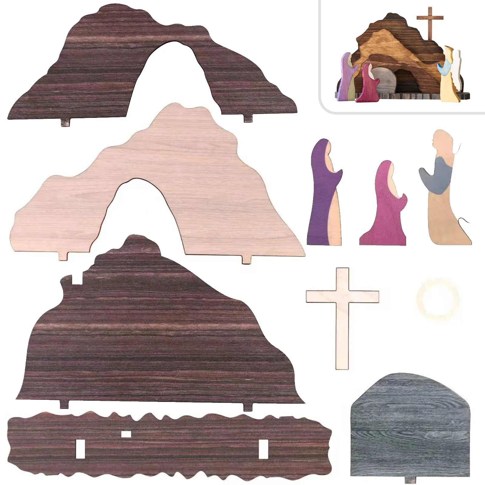 

Easter Resurrection Scene Wooden Decoration Easter Decor Wooden Cross Resurrection Scene Decor Wooden Nativity Set Home Decor