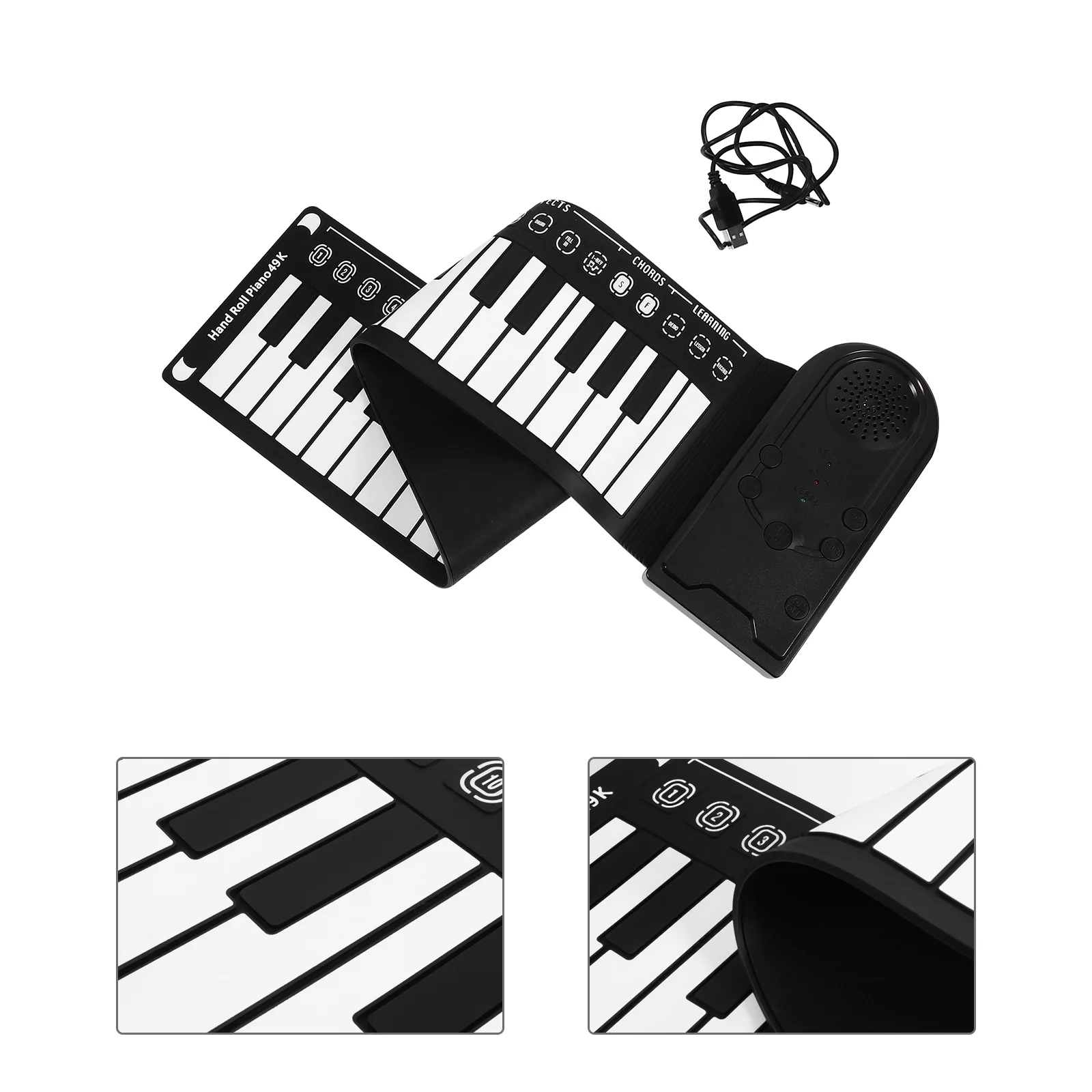 

Piano Roll Keyboard Electronic Up Hand Keys Foldable Digital Rolled Out Portable Volume Instrument Adjustable Mat Rollable