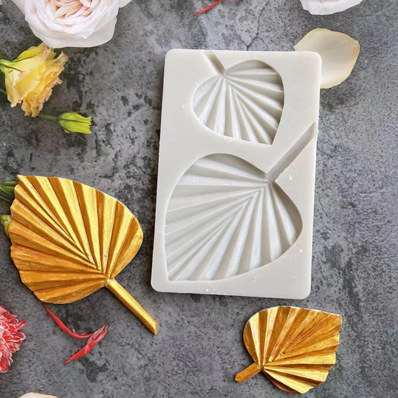 

Fan Shape Silicone Mold DIY Cake Baking Decoration Gypsum Clay Chocolate Mold Cattail Leaf Fan Modeling Silicone Mold