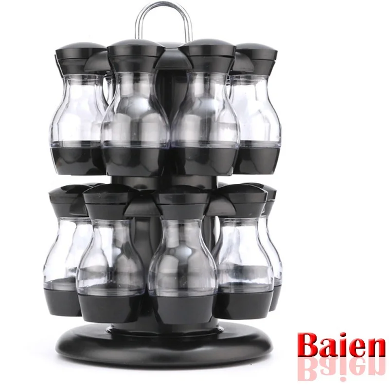 

360 Rotating Spice Jar Rack Kitchen Countertop Display Organizer Spice Bottle Holder Stand Shelf with 1 Layer 8 Spice Jars