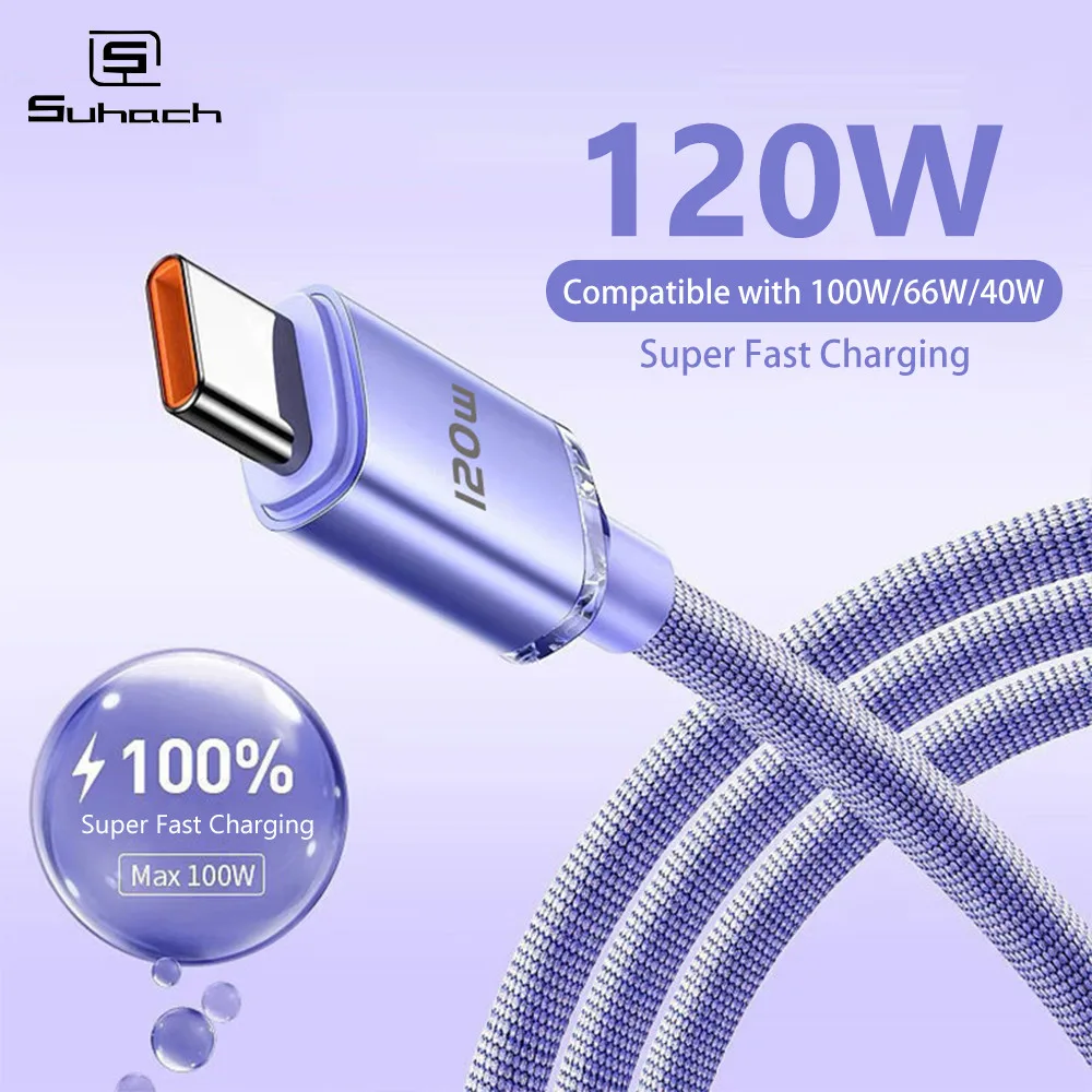 Кабель USB C 6 А 120 Вт кабель Type-C провод для быстрой зарядки Huawei шнур передачи данных