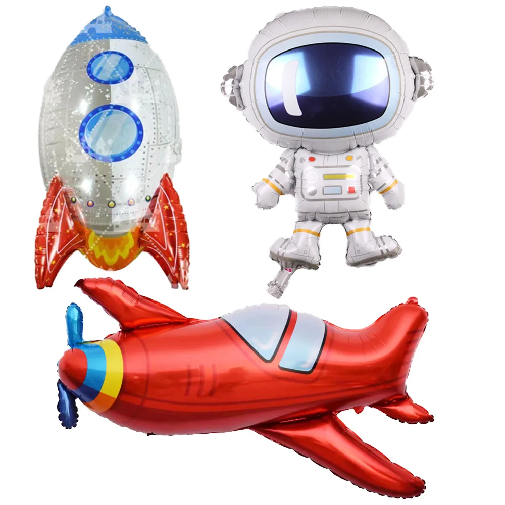 

Outer Space Foil Balloon Large Red Airplane Rocket Astronaut Kids Birthday Party Decorations Universe Galaxy Teaching Tool