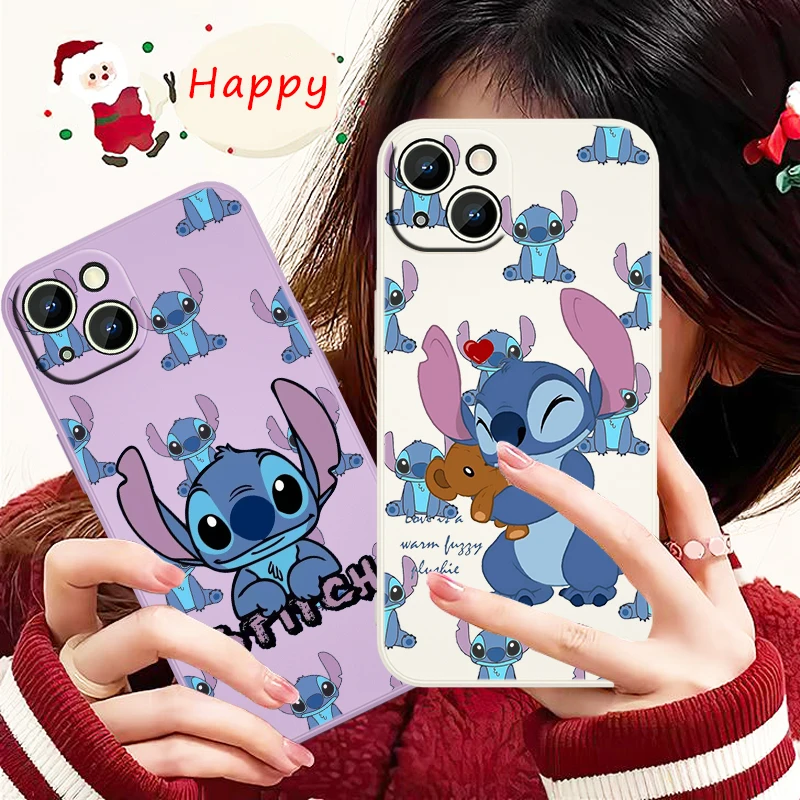 

Stitch Disney Cute Cartoon Phone Case For Apple iPhone 13 12 Mini 11 XS Pro Max X XR 8 7 6 Plus SE 2020 Liquid Rope Cover