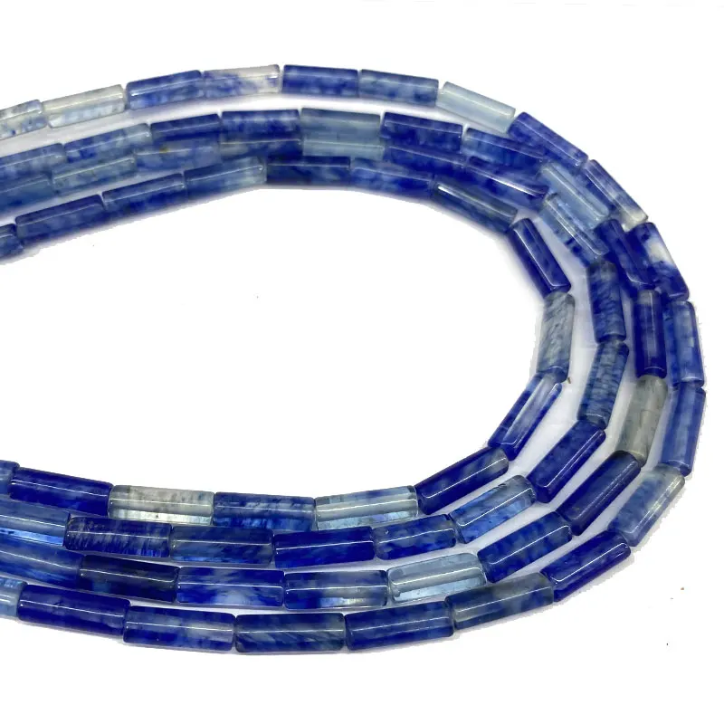 

Wholesale Cylinder Blue Crystal Round Natural Stone Spacer Beads For Jewelry Making DIY Women Bracelet Charms 4*13MM 15''