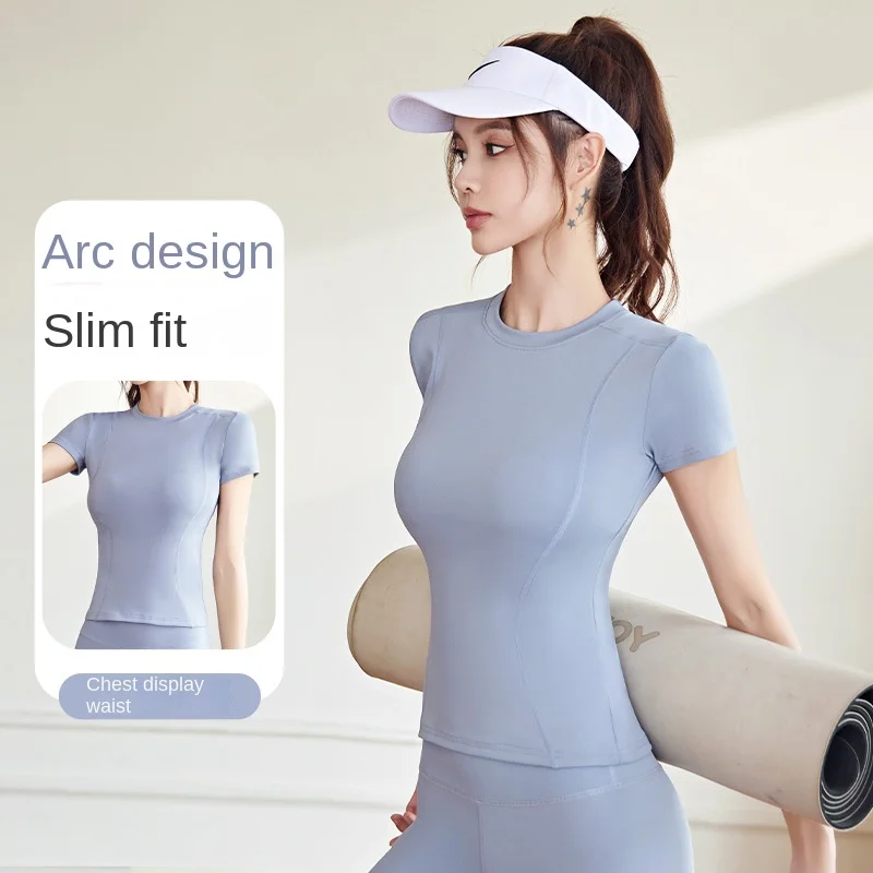 GYM TENNIS Spring and Autumn Thin Fit Sports Tight Short Sleeve Women's Yoga Top Women's Running Fitness Underwear T-shirt