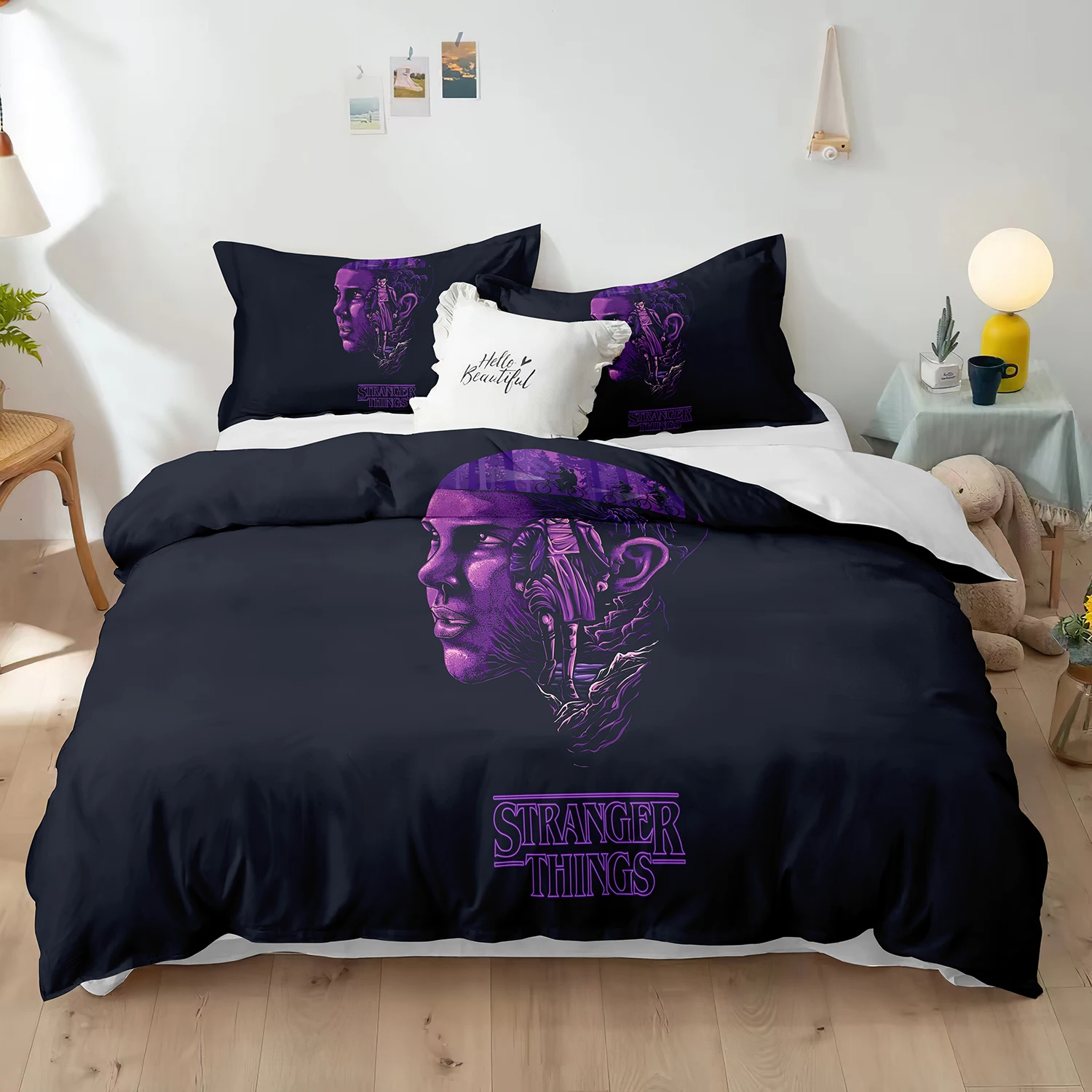 

2023 3D Stranger Things Pillowcase Movie Comforter Pillowcase Bedding Sets for teens boys Science Fiction