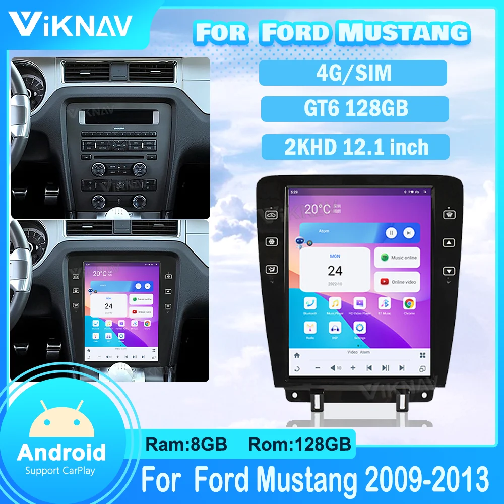 

Android11 автомобильный радиоприемник для Ford Mustang 2009-2013 12,1 дюймов, мультимедийный плеер Qualcomm, экран Tesla, GPS-навигация, стерео головное устройство