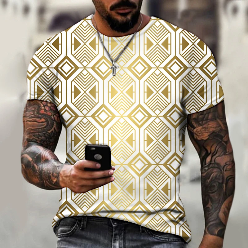 

Футболка мужская оверсайз с абстрактным геометрическим рисунком, свободная повседневная Модная стильная тенниска с коротким рукавом, крутая майка в стиле Харадзюку