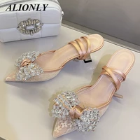 alionly chaussures de mariage 2022 new sandals high heel pointed mesh sexy wedding shoes size 35 40
