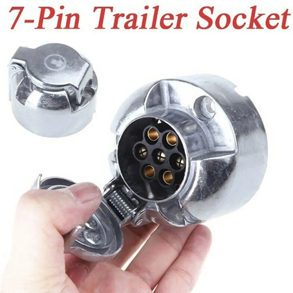 

2 In 1 Metal Trailer Connector Car Electric Accessories 7 Pin Round Shape Plug Adapter Converter Kits Towing Supply Power Tool