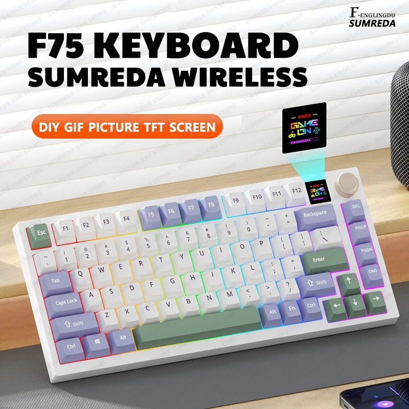 SUMREDA F75 Мини Беспроводная Механическая Клавиатура 81 Клавиши Игровая Bluetooth 2 4G