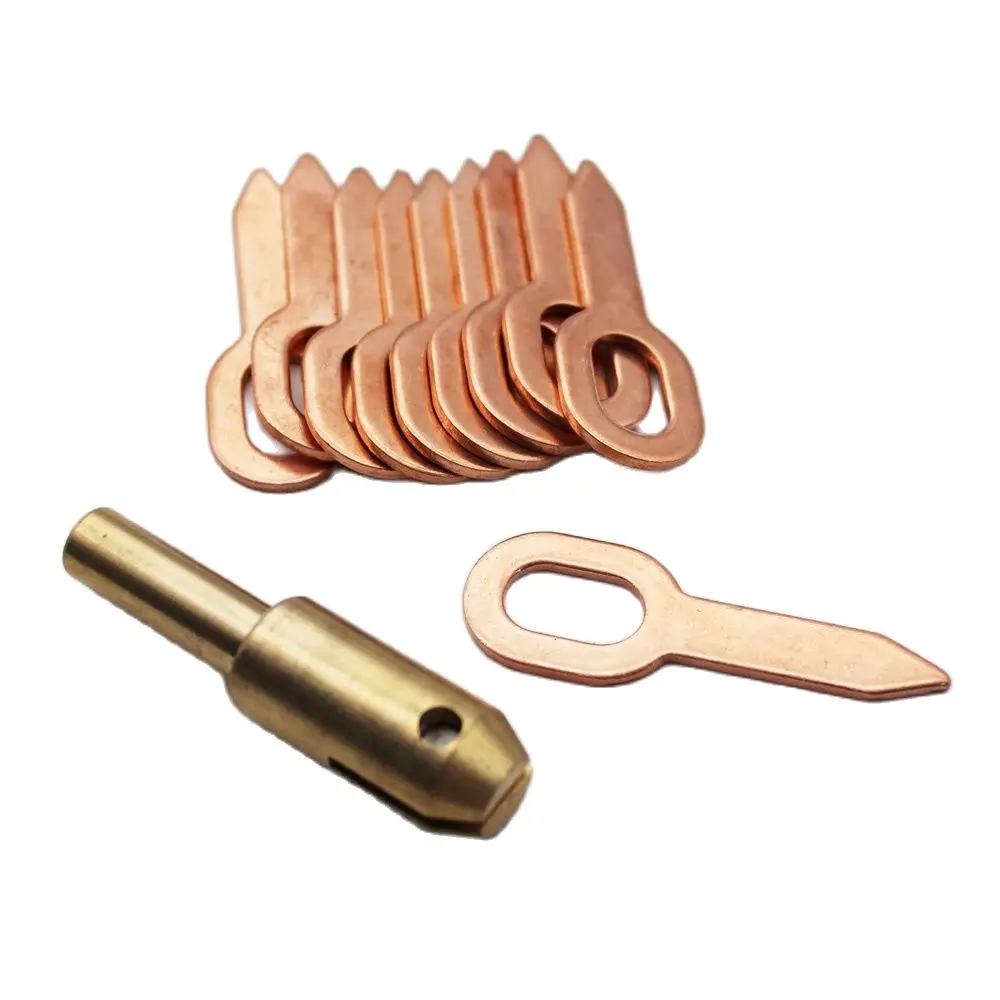 11pcs Car Body Spot Welding Spotter Dent Puller Kit 1pc Brass Chuck with 10pcs Straight Pull Rings