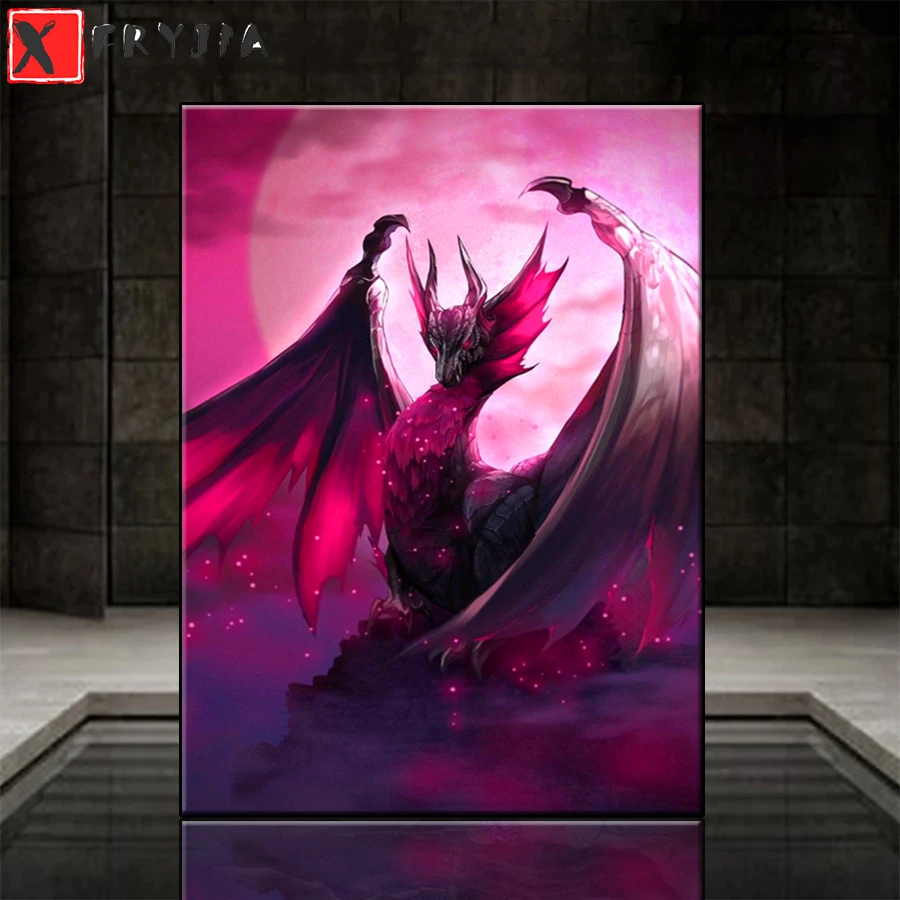 

Алмазная вышивка, фантастическое ретро животное, Крыло дракона, полная квадратная круглая Алмазная мозаика, живопись, вышивка крестиком, На...