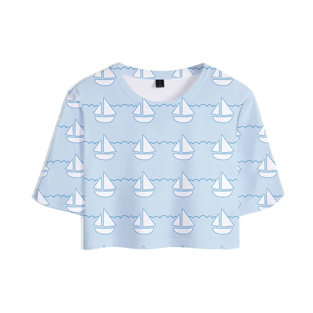 

Lianshuo2022 Summer Graphic Printing Sexy Trend Fashion Beach Swimwear Ladies Cropped Navel Short T-shirt Tops Women's Sexy Tops