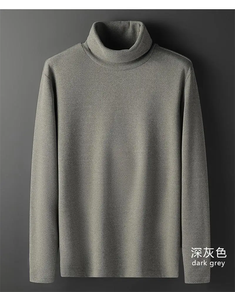 Осенне-зимняя удобная бархатная мужская футболка с длинными рукавами и высоким