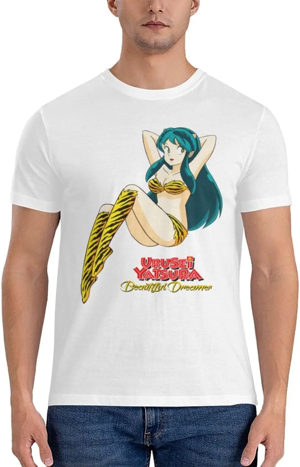 Рубашка Urusei с аниме yatсура Мужская дышащая хлопковая футболка на заказ коротким