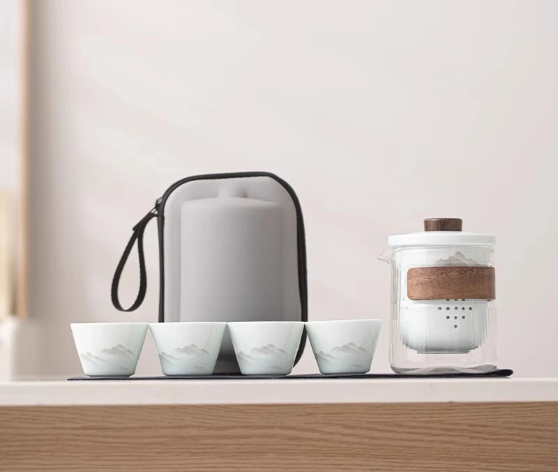 

Стеклянный чайный сервиз JINGDE TEA SET на 4 чашки