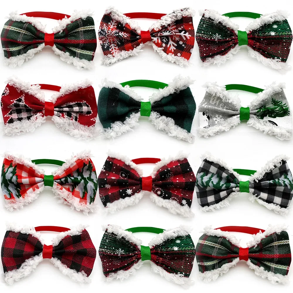 

Новый галстук-бабочка для домашних животных, галстук для собак, аксессуары для собак, товары для кошек, товары для щенков, снежинок, Праздничный Рождественский галстук-бабочка, плюшевый стиль