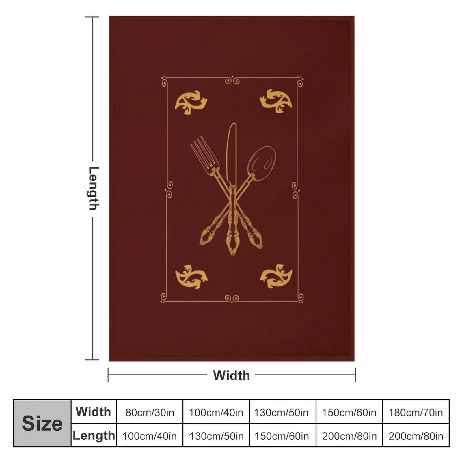 Фото Плед Just Add Magic Utensils Gold с окантовкой, легкий и уютный, для кровати и дивана №2