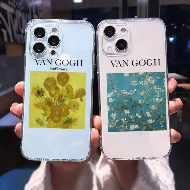 

Vincent Van Gogh Starry Night art pattern Phone Case Transparent soft For iphone 11 13 12 14 x xs xr pro max mini plus