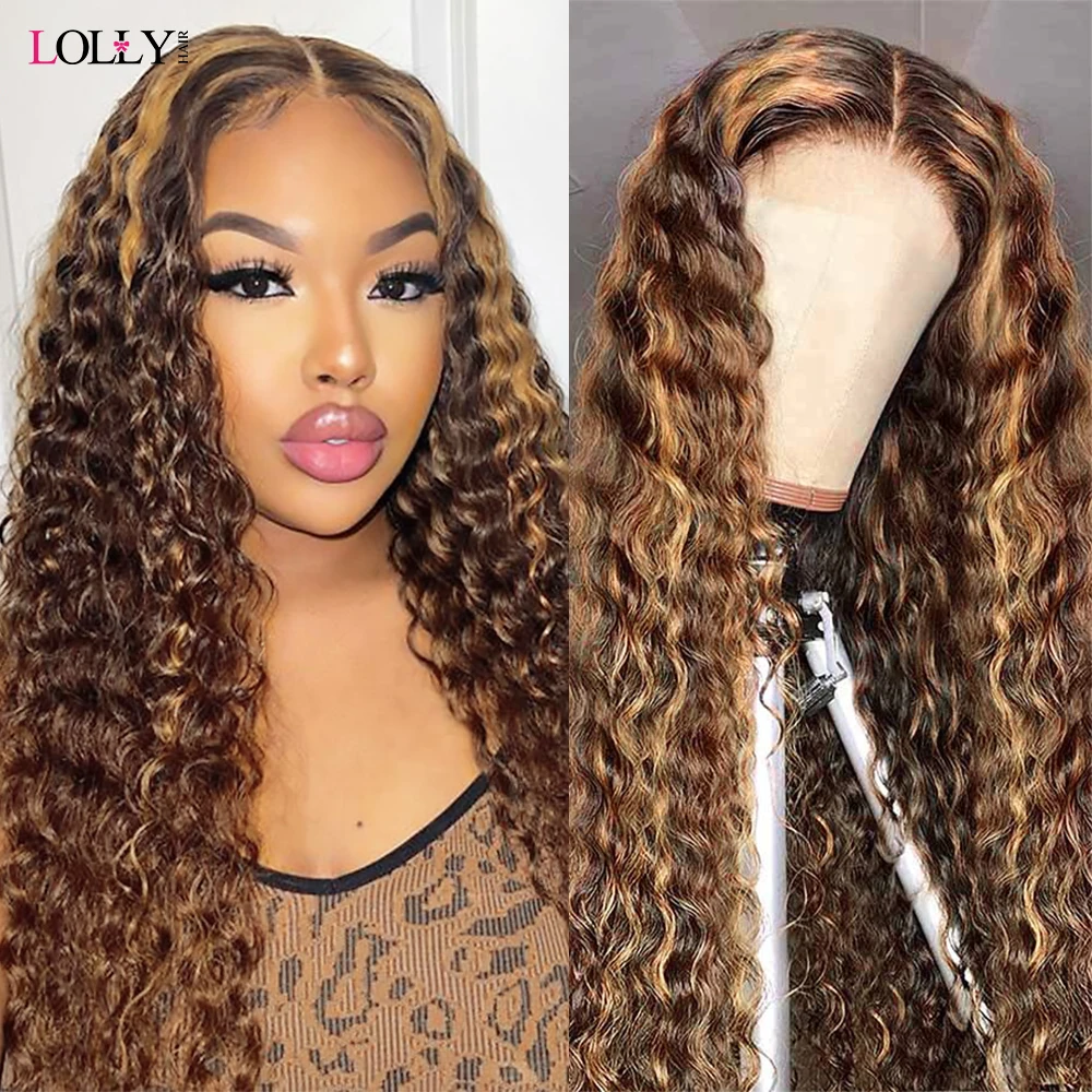 Водная волна Синтетические волосы на кружеве парик Выделите человеческих волос