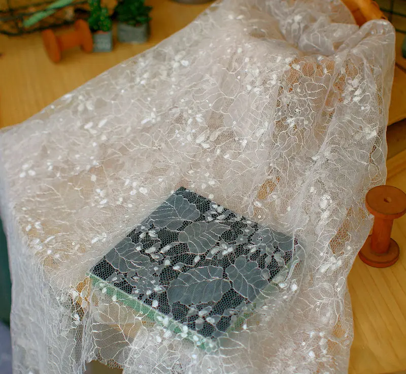 1 метр цвет лист блестки кружевная ткань платье свадебное Сделай Сам ручной