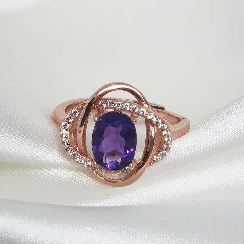 

MeiBaPJ Natural Amethyst Gemstone Fashion Flower Ring for Women Real 925 Sterling Silver Fine Charm Jewelry