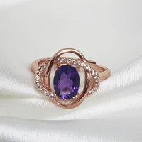 meibapj natural amethyst gemstone fashion flower ring for women real 925 sterling silver fine charm jewelry