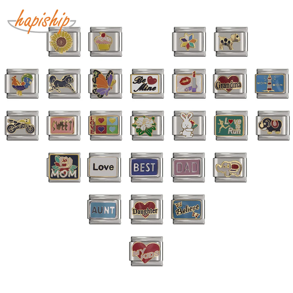 Hapiship Original Daisy Horse Love Butterfly Mom Dog Motorcycle Elephant Charm Fit Bracelet Stainless Steel Jewelry Making DJ003 Hapiship Original Daisy Horse Love Butterfly Mom Dog Motorcycle Elephant Charm Fit Bracelet Stainless Steel Jewelry Making DJ003