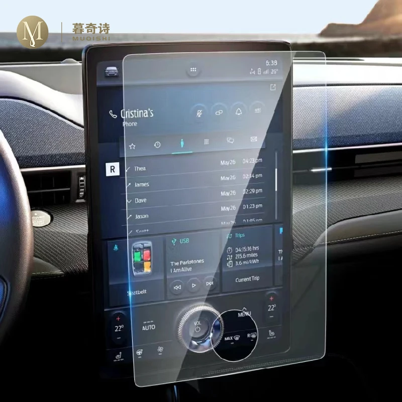 

Для Ford Mustang Mach-E 2021-2022 защита для навигационного экрана от царапин аксессуары для интерьера автомобиля закаленное стекло