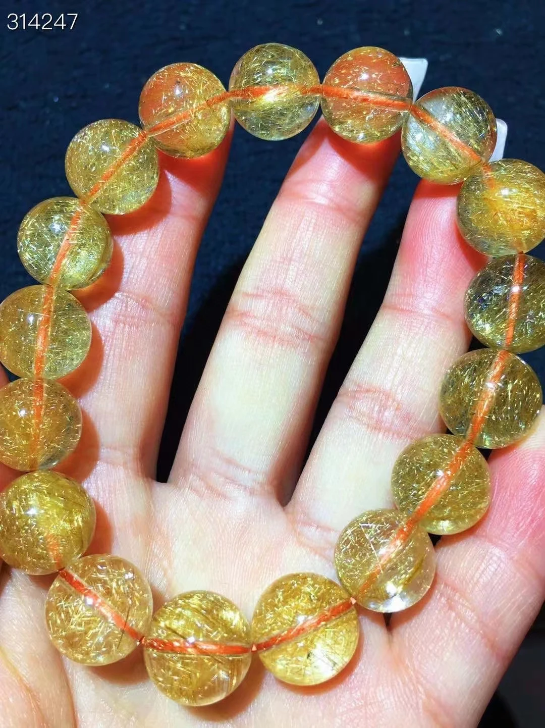 

Натуральный Бразильский золотистый рутилированный титановый кварцевый браслет для женщин и мужчин, богатый камень, 12 мм, прозрачные круглы...