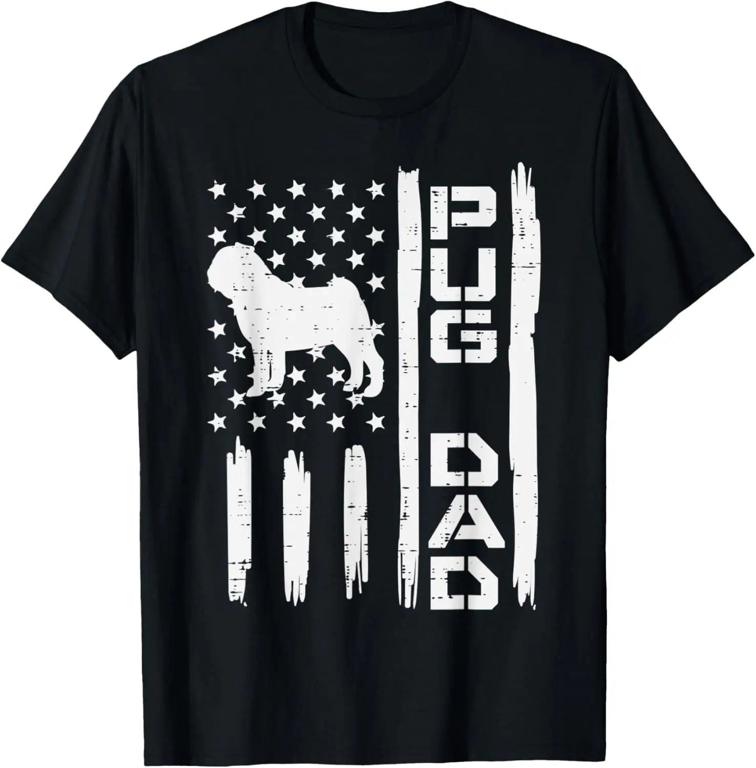 Мужская футболка с флагом США и мопсом винтажная патриотическая мужская