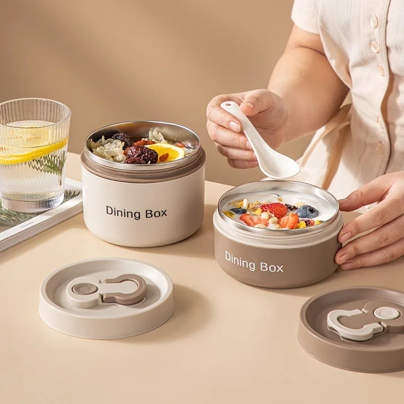 

304 Stainless Steel Insulated Lunch Box Office Workers Lunch Box with Cover Soup Bowl Cup Food Storage Containers Bento Box