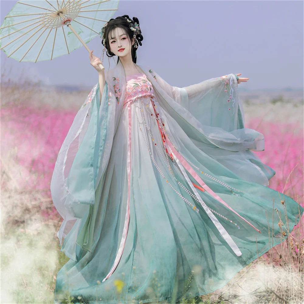 Красная роскошная женская рубашка Hanfu высокого качества с вышивкой в