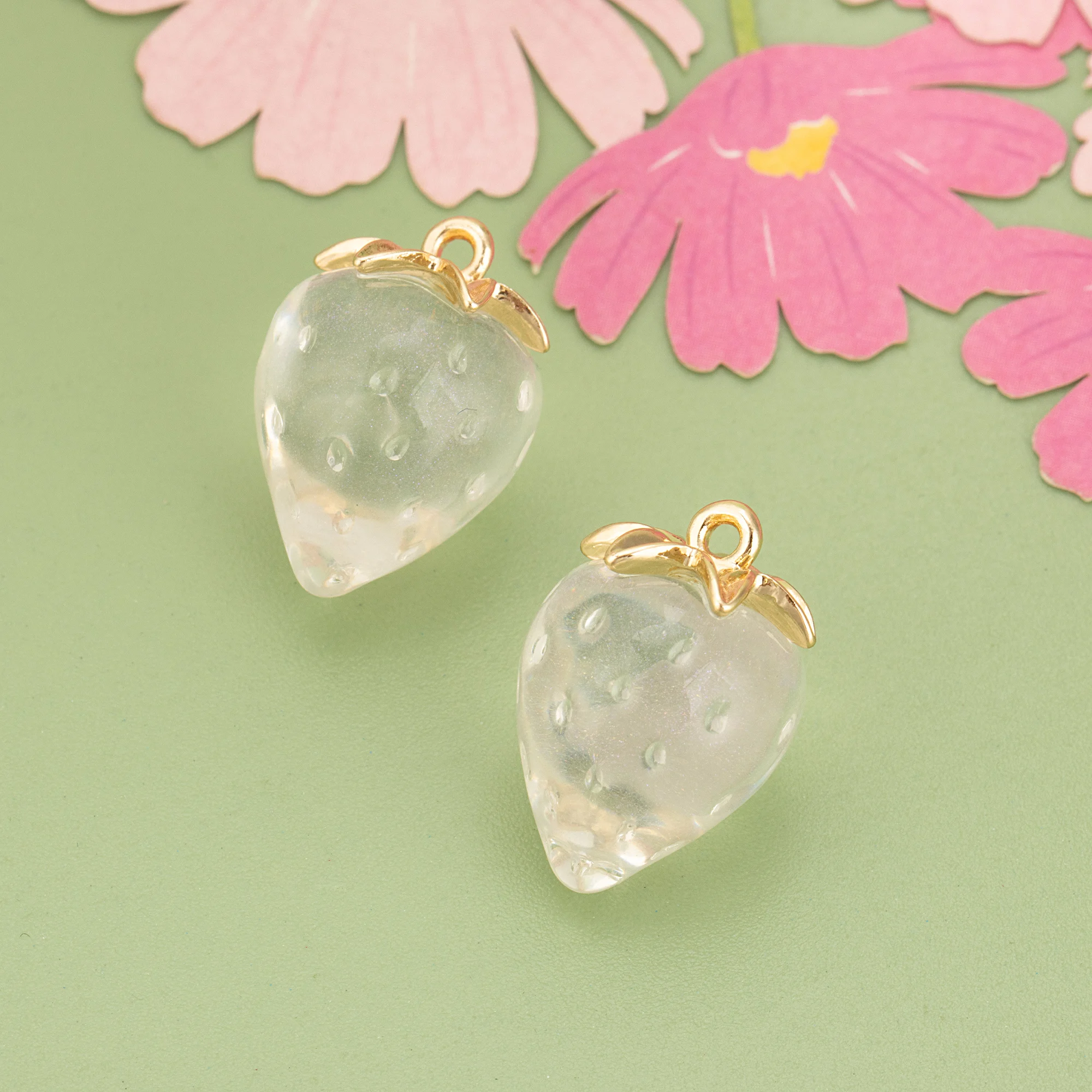 YEGUI MF93 ювелирные аксессуары акрил позолота 18 карат медь форма клубники подвески