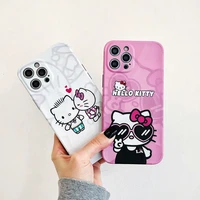 kawaii hello kittys water cube bump iphone case for iphone 13 11 12 pro max xs x xr 8plus frosted soft cover cute women girl y2k