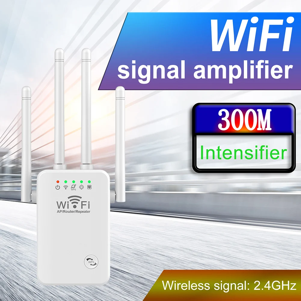 

WiFi Extenders Signal Booster 300Mbps Network Expander Router Easy Setup 4 Antenna Long Range for Home with Ethernet Port