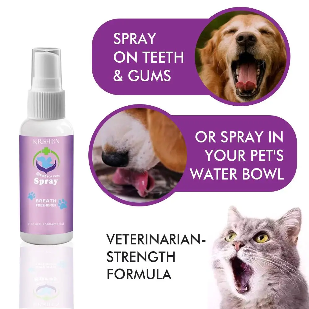 

60ml Pet Oral Cleanse Spray Dogs Cats Teeth Clean Deodorant Prevent Calculus Odor Remove Kitten Bad Breath Pet Mouth Supplies